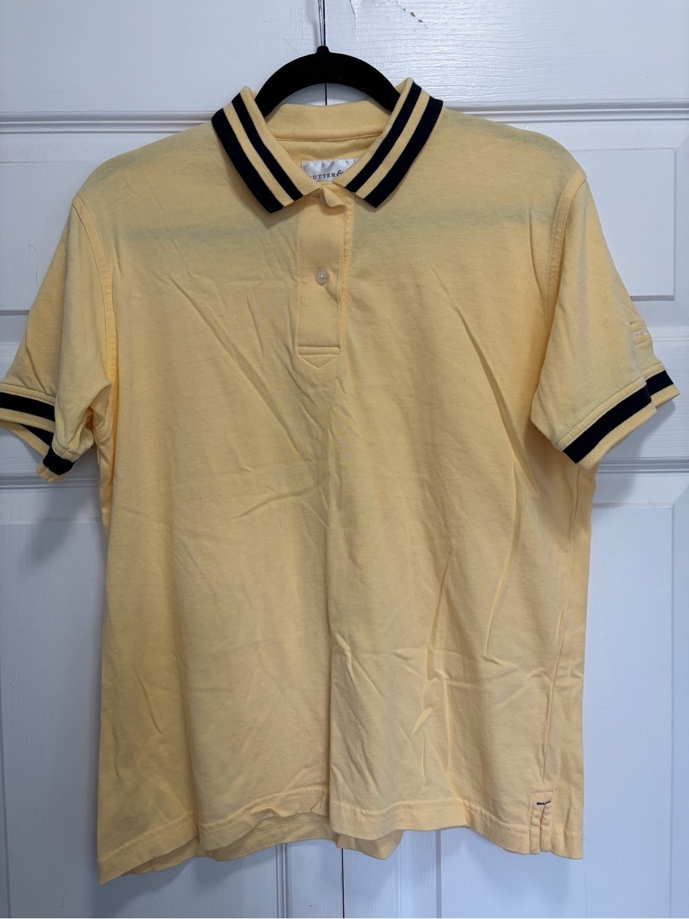 Cutter & Buck Pale Yellow Polo with Navy Trim ladies M consumers
